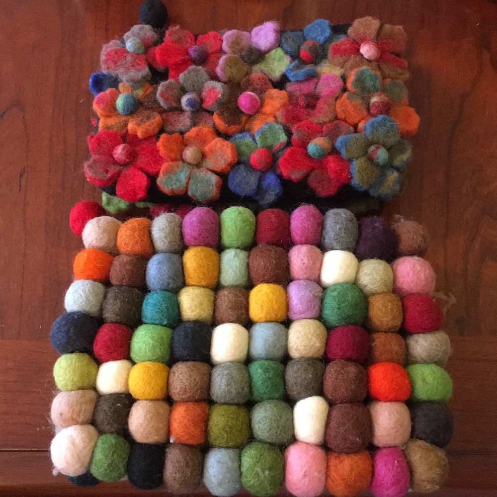 SET OF TWO Wool & Felt Pouches